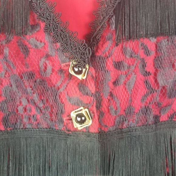 Cute Black and Red Top/Jacket with Fringe. SIZE M - Picture 7 of 11